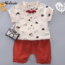 Комплекты одежды «меларио», комплекты одежды для маленьких мальчиков, комплект одежды, летний хлопковый комплект одежды для малышей с принтом якоря, футболки и шорты