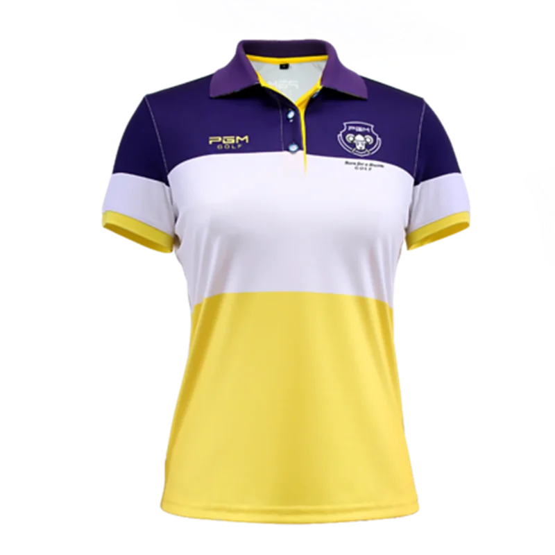 

2018 summer paragraph PGM golf clothing ladies golf challenge color short-sleeved T-shirt breathable stretch paint color design
