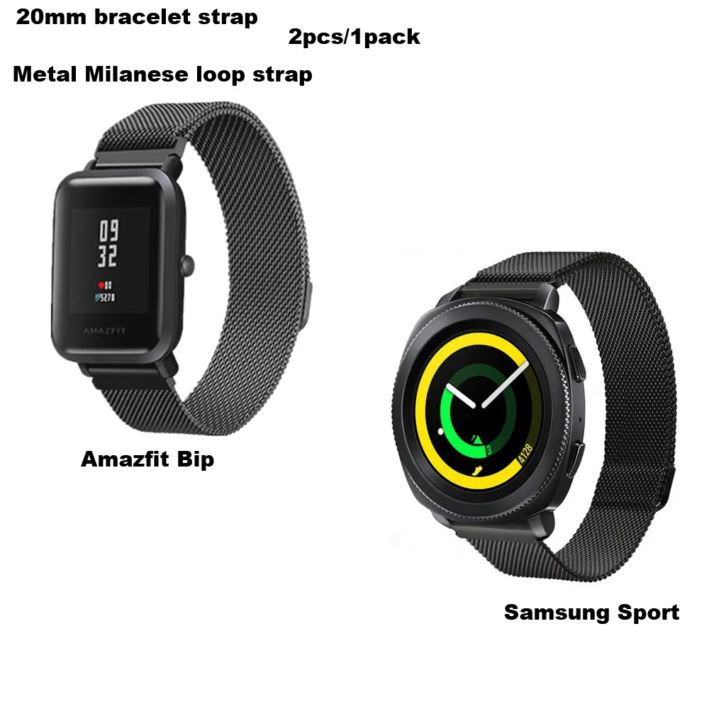 20 мм Браслет Для Xiaomi Amazfit Bip ремешок для часов Amazfit GTS ремешок Amazfit GTR 42 мм Миланский ремешок для часов из нержавеющей стали