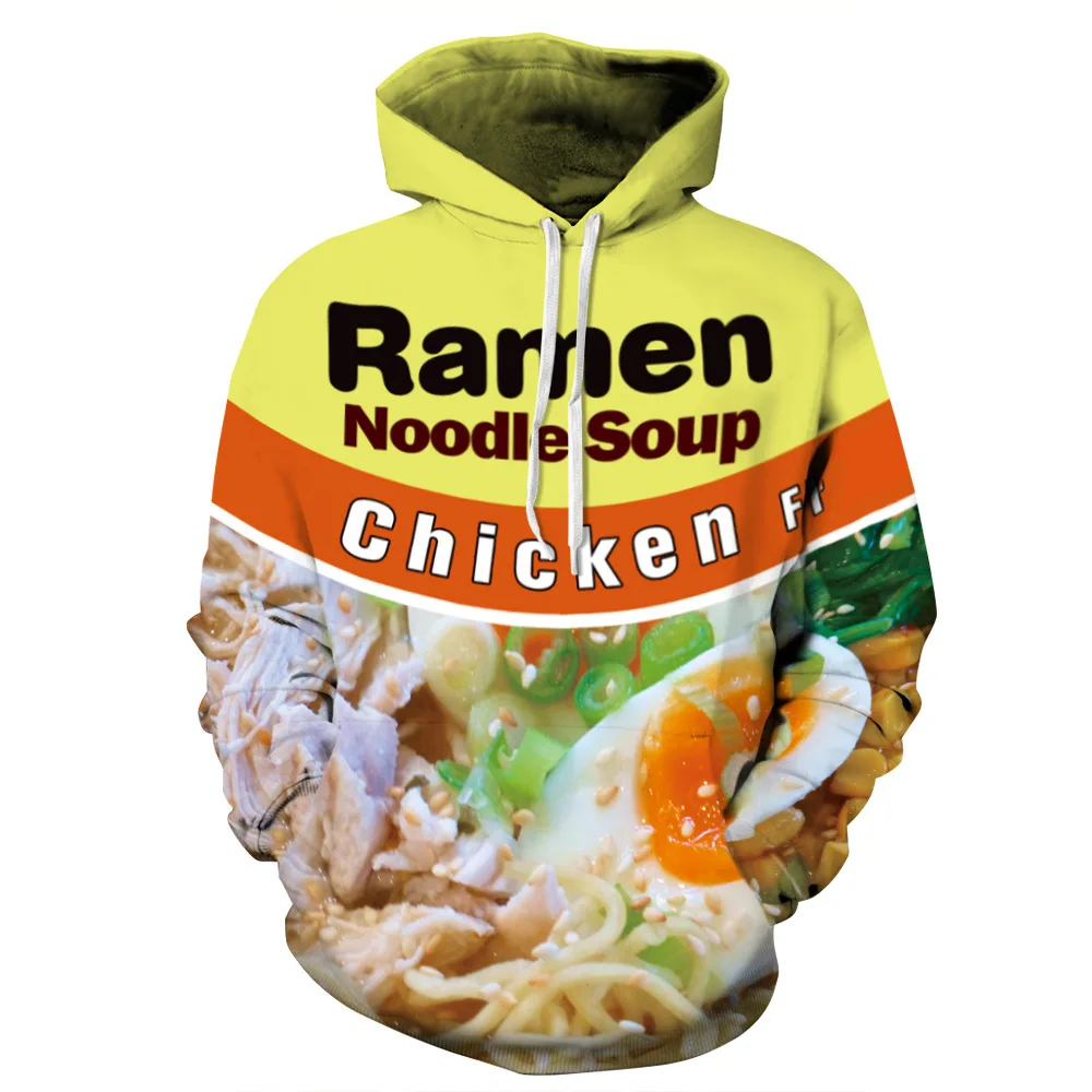 Men Ramen Noodle Beef Chicken Soup 3D Print Hoodies Sweatshirt Casual Pullover Women Plus Size Autumn Winter Streetwear Unisex