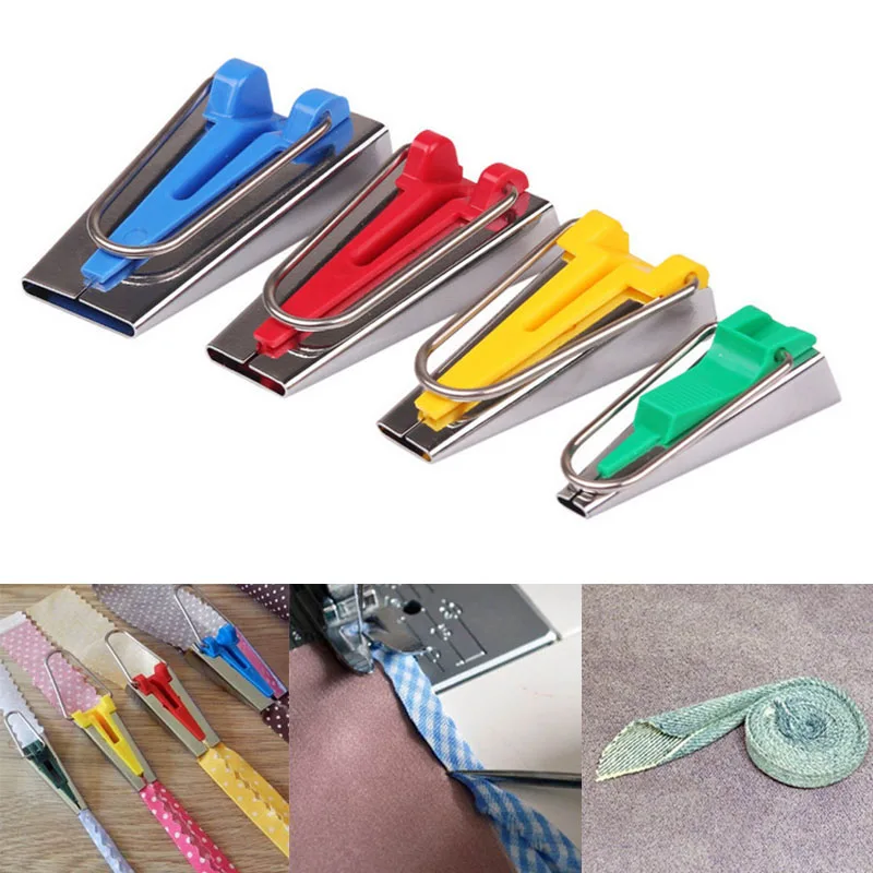 

4 Pcs Fabric Bias Tape Maker Binding Tool Set Sewing Quilting Hemming Tool LBShipping