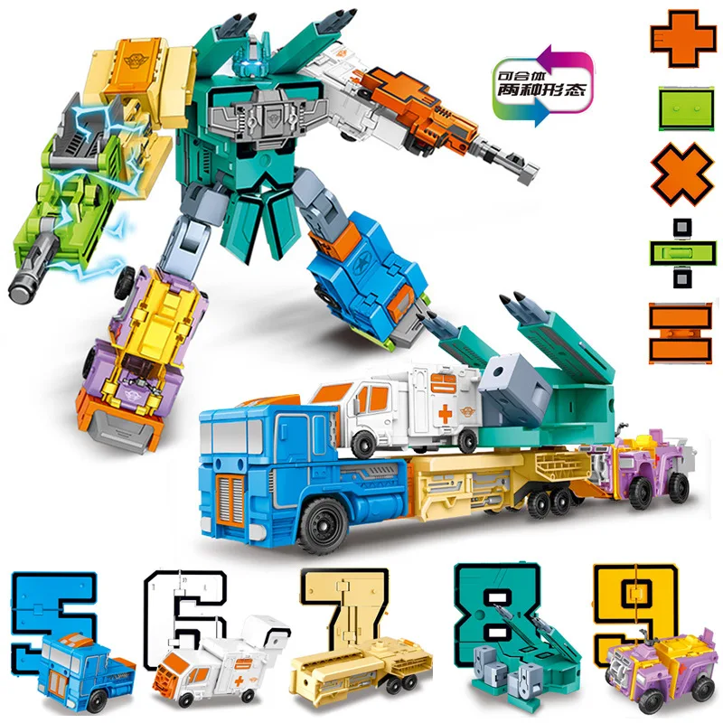 DIY креативная трансформация строительные блоки Наборы кубиков цифры количество робот Деформация Модель создатель игрушки подарки - Цвет: 8182