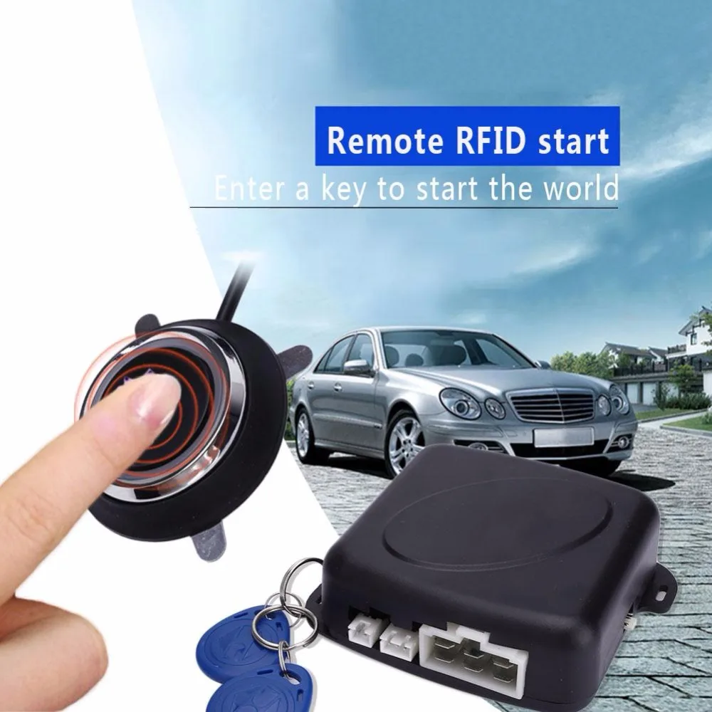 

Vehemo DC 12V Auto Car Alarm Engine Starline Push Button Start Stop RFID Lock Ignition Switch Keyless Entry System Starter