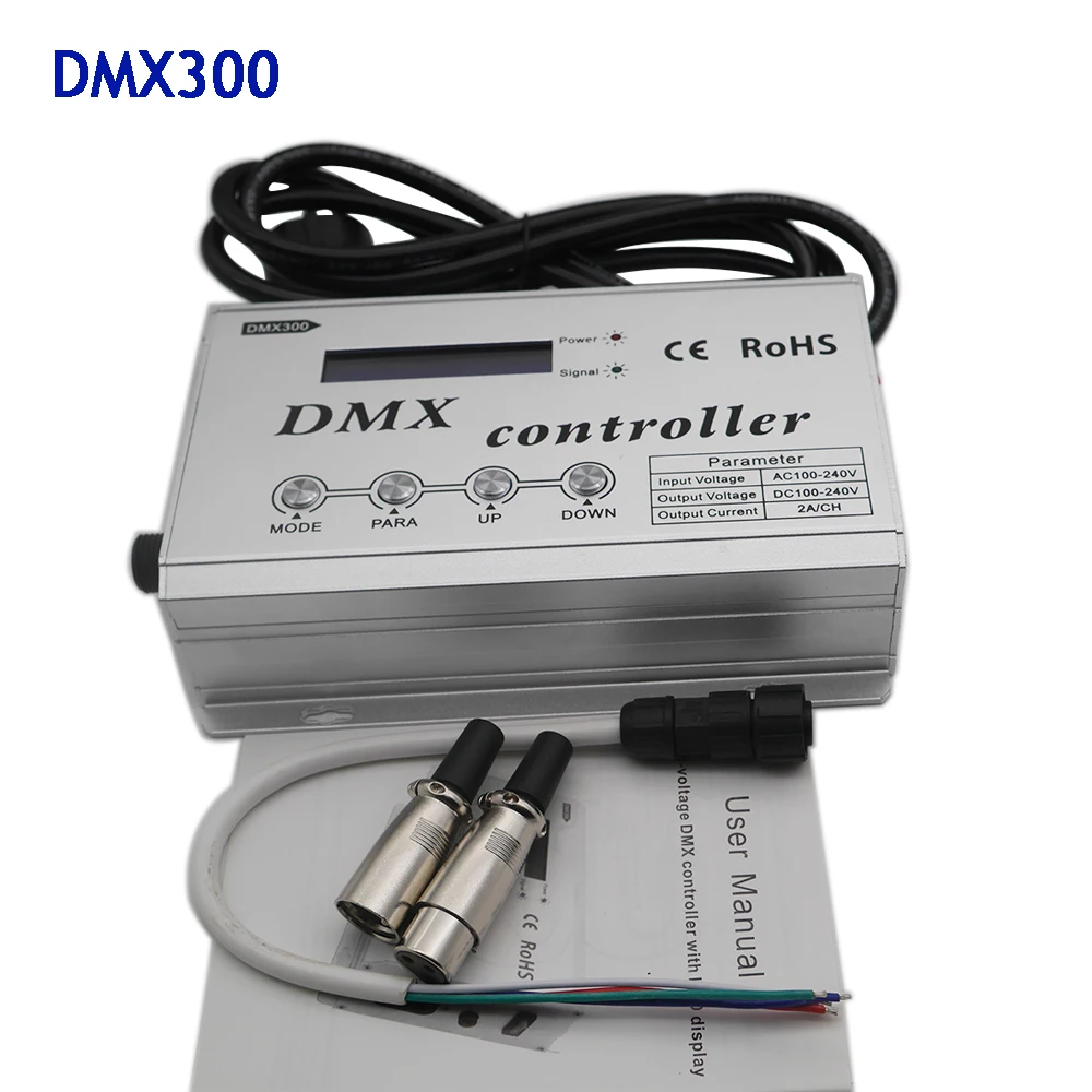 

DMX300 RGB DMX LED Decoder Console Controller 1320W 3CH x 2A Dimmer for High voltage RGB Led Neon Strip Light Tape AC110V-220V