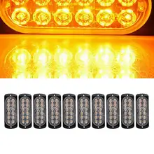 10pc carro amarelo 12 led de emergência aviso flash strobe luz kit barra caminhão