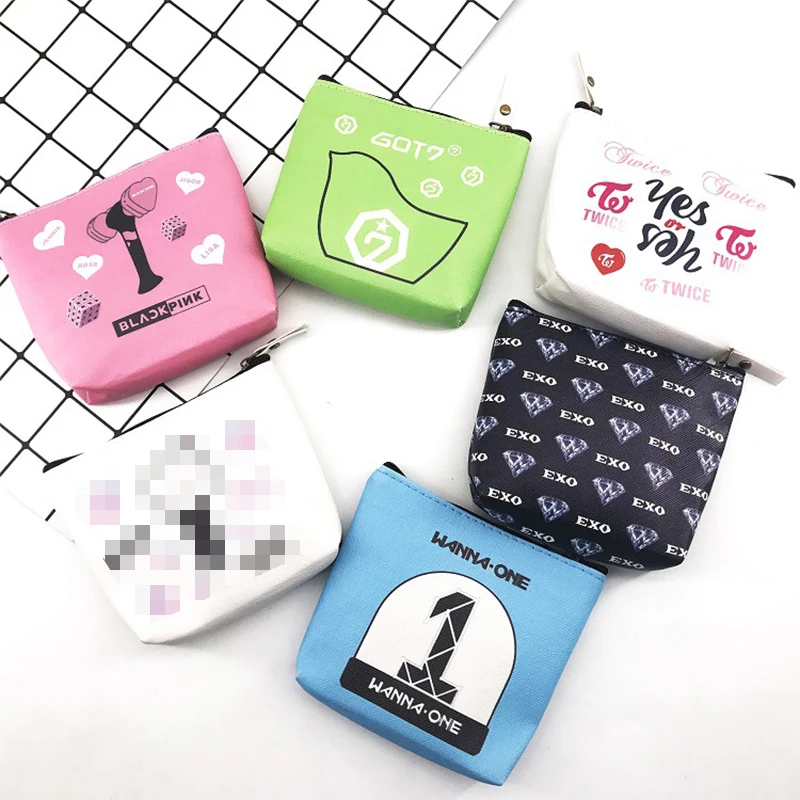 Kpop BLACKPINK EXO GOT7 TWICE WANNA ONE сумка для макияжа Lightstick печатная Портативная сумка для хранения кошелек мини-бумажник для монет подарки для фанатов