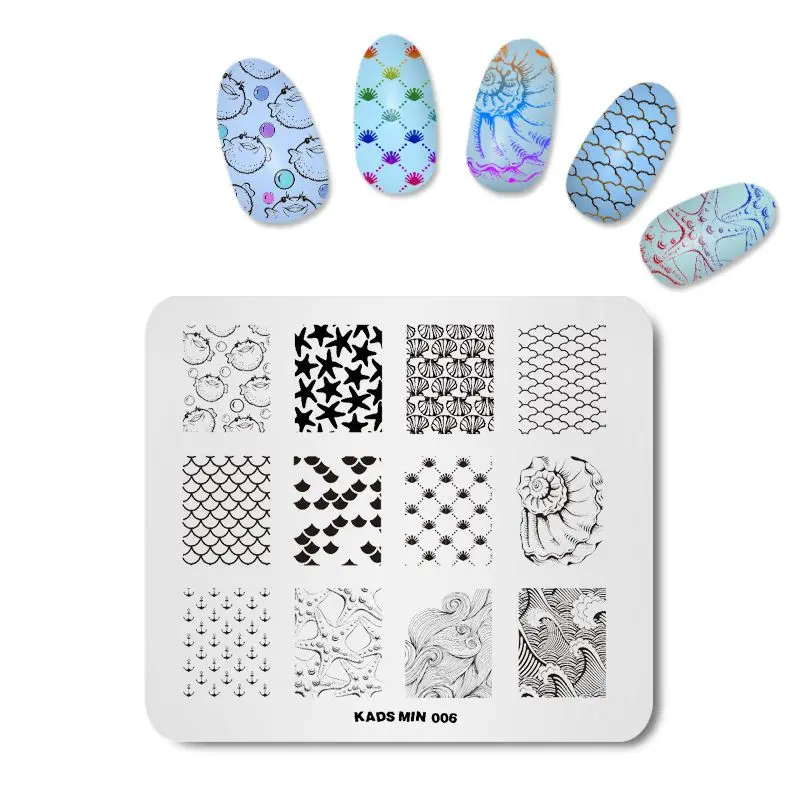 Rolabling Nail Stamping Plates Min Series Ocean Creatures Shell Nail