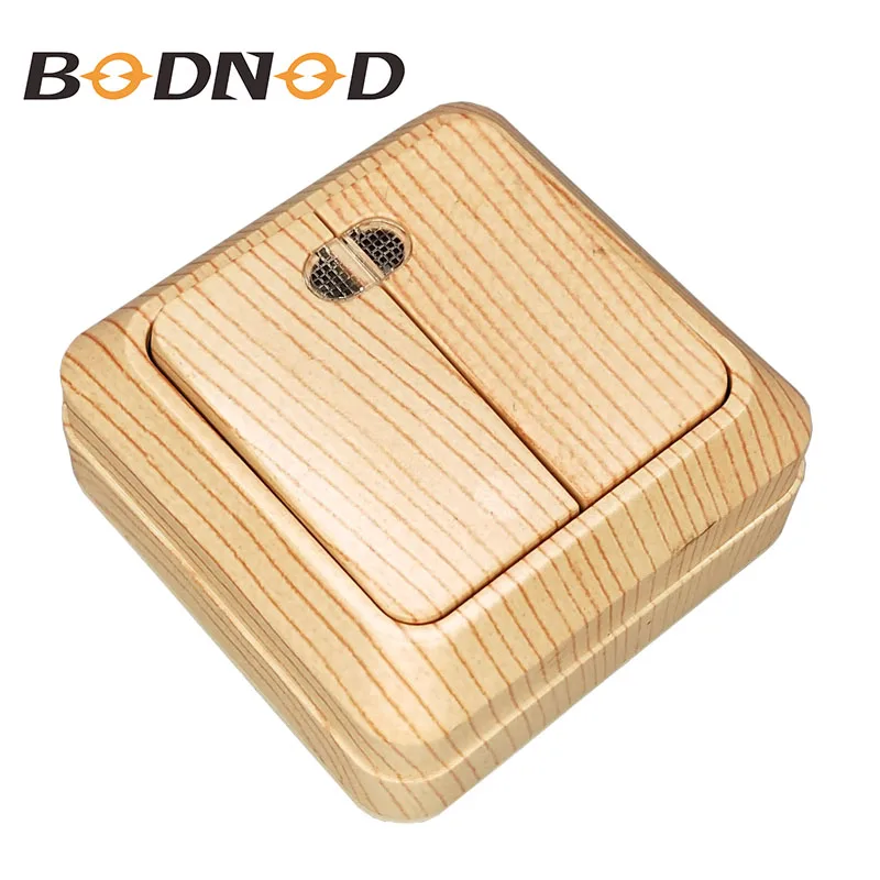

Light switch two gang switch with indicator Wood Color European Light beech Color inset wall DIY 10A 250V legrand Schneider