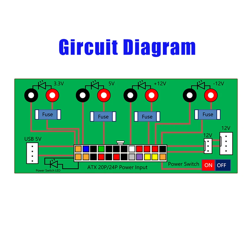 New 20/24Pins ATX Benchtop Power Board PC Computer Breakout Adapter Switch Module New 20/24Pins ATX Benchtop Power Board PC Computer Breakout Adapter Switch Module