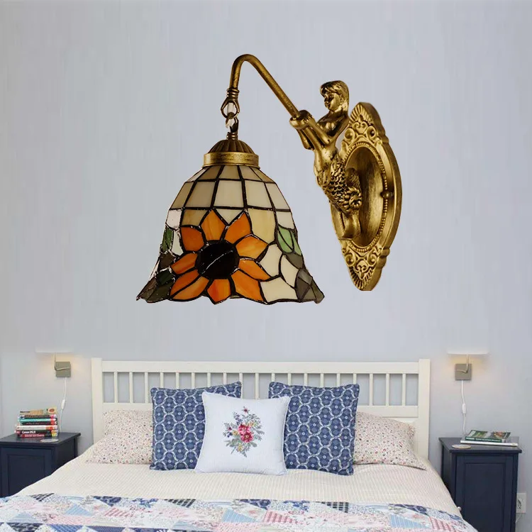 

Special Promotion European Mermaid Wall Lamp Baroque children's Room Bedside Bedroom Bathroom headlamp.