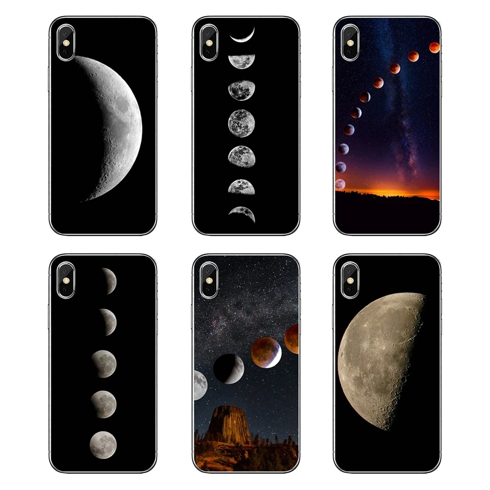 For Xiaomi Redmi 4X S2 3S Note 3 4 5 6 6A Por Pocophone F1 Mi Transparent Soft Shell Covers Moon Phases Night Pattern Art | Мобильные