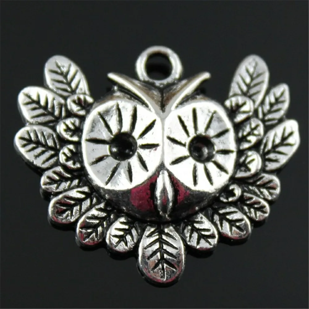 4pcs Owl Flying Charm Bird Owl Flying Head Tibetan Silver Charms