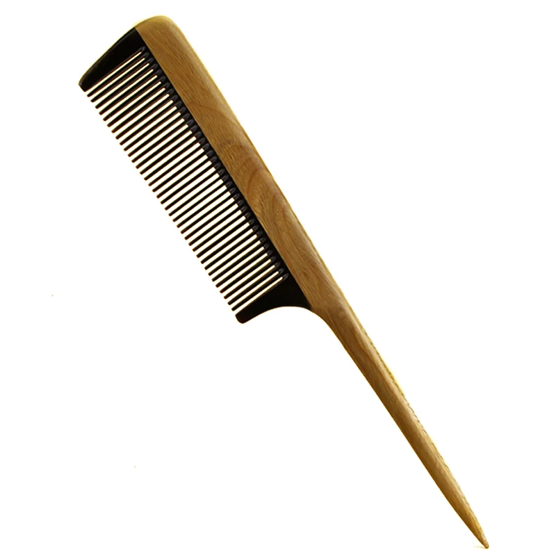 

1 pieces sandalwood Handle Combs Makeup Ox Horn Green combs Head Scalp Wooden Hair Combs Hairdressing stylingTools