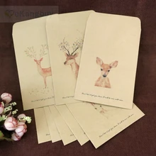 50 шт. 16x11 см(6," x 4,3") с принтом лося из крафт-бумаги Бумага конверт 8 открытки с узорами фото канцелярские подарочные конверты