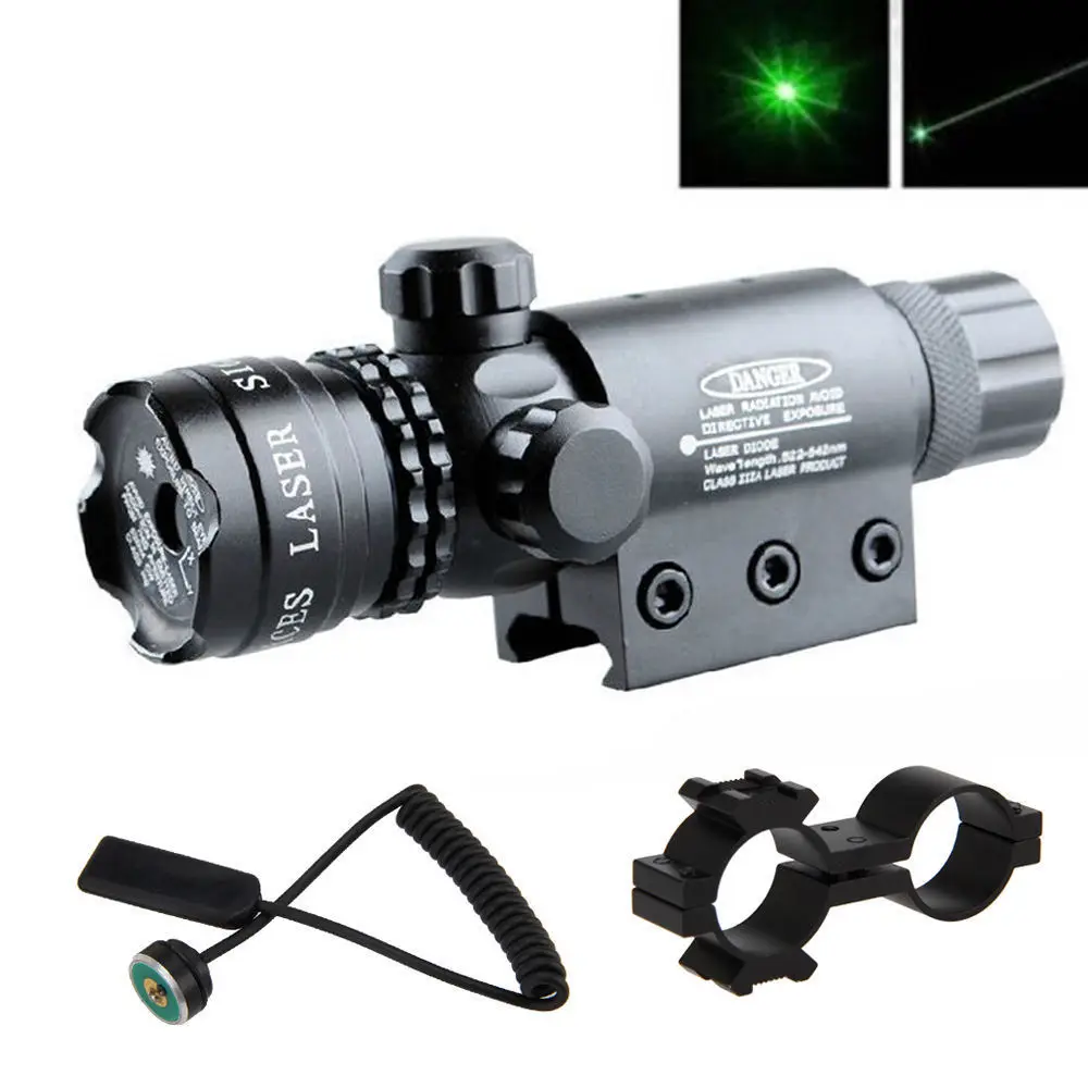 

Tactical Hunting Rifle Green Laser Sight Dot Scope Adjustable w/ Mount Laser Levels Green Light Focus Gauge