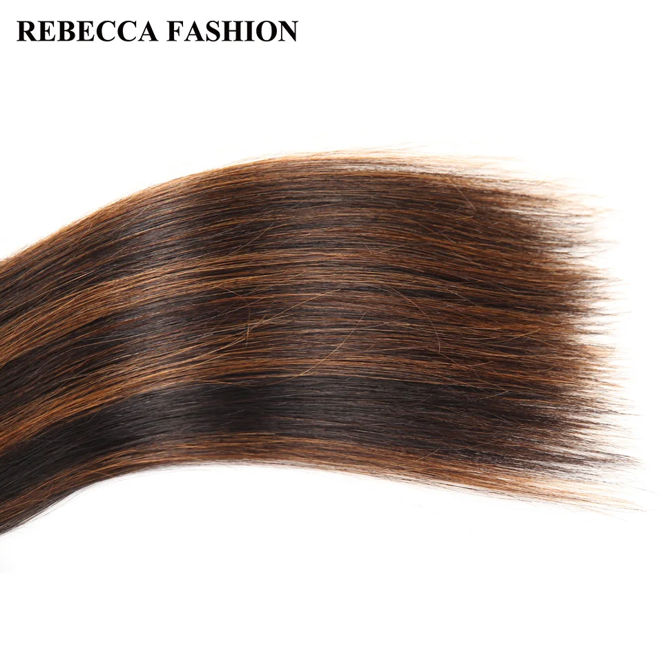 Rebecca Double Drawn Hair 113g Brazilian Remy Silky Straight Weave Hair Piano Brown 613 Blonde Colors Human Bundles 1pc