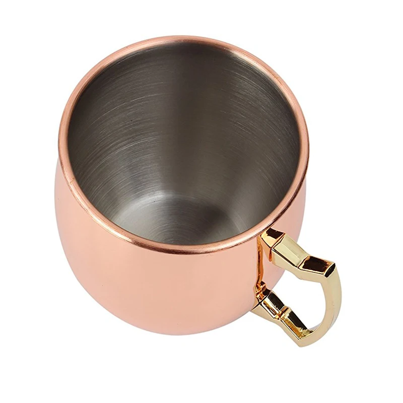 18OZ Stainless Steel Moscow Mule Mug Modern Cocktail Glasses Beer Mugs Drum Copper Plated (2)