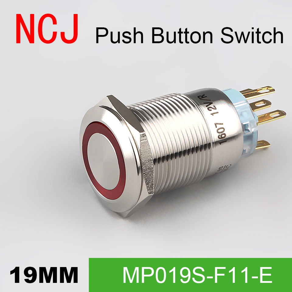 

NCJ 19mm Metal Push Button Switch IP67 Maintained Alternate & Momentary push button switch with LED lamp 5A