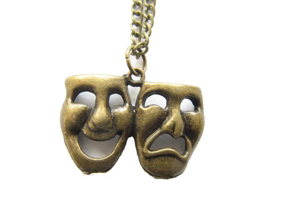 2pcs Wholesale Comedy and Tragedy Necklace, Theatre Mask Necklace