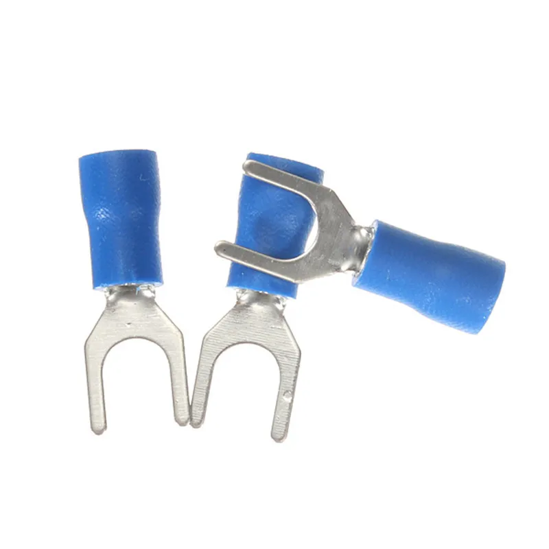 

SWILET 20PCS/Pack Blue Insulated Crimp Furcate Fork Terminals Connectors Electrical Wire Connector For Cable 14-16AWG