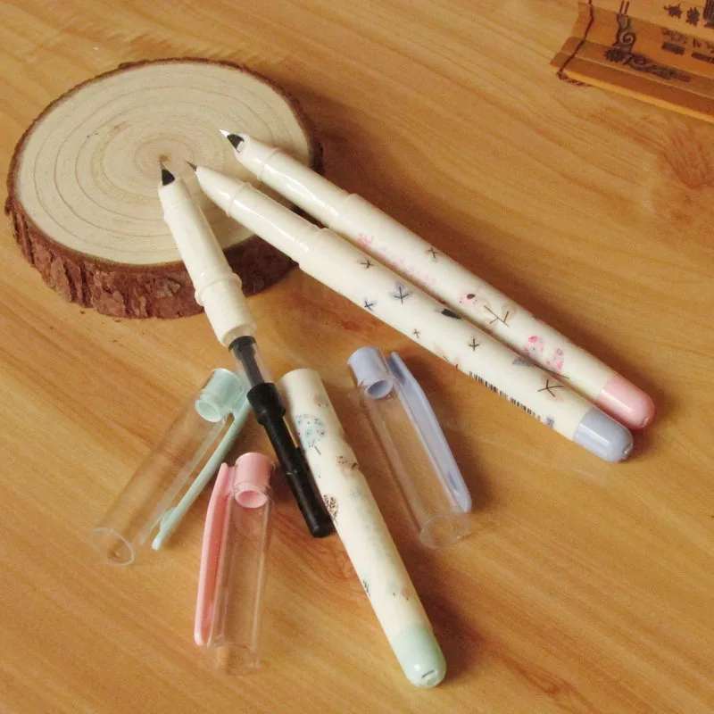 

Cute Kawaii Cartoon Plastic Fountain Pen With Ink Sac For Calligraphy Writing Korean Stationery Student 1916