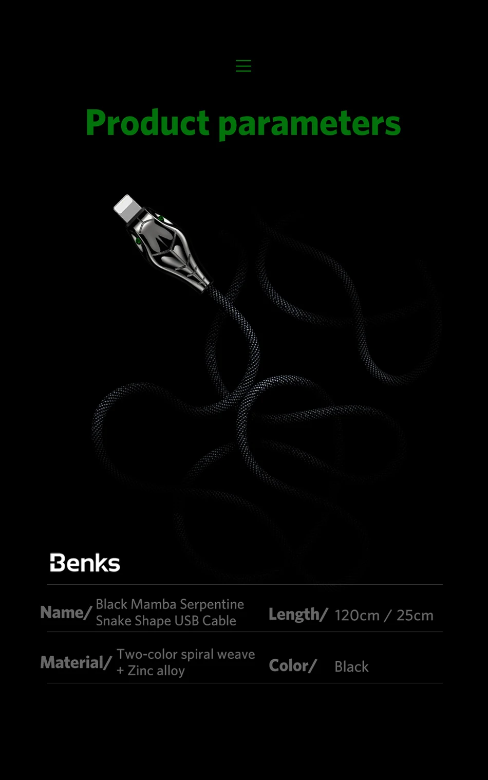 Benks Lightning Cable 8 Pin For Apple iPhone X 10 8 7 6s 5 Plus Se IOS 9 10 3A Fast Charging Cables Snake Shape USB Cable 1 (11)