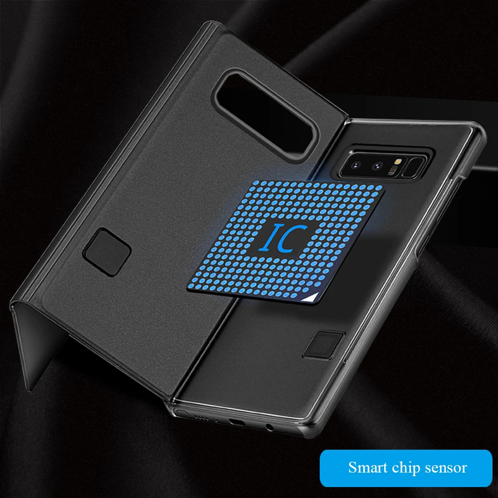 Proelio Luxury Flip Leather Mirror Chip Case For Samsung Galaxy Note 8 S6 S7 Edge S8 Plus Phone Case Clear View Standing Cover (14)