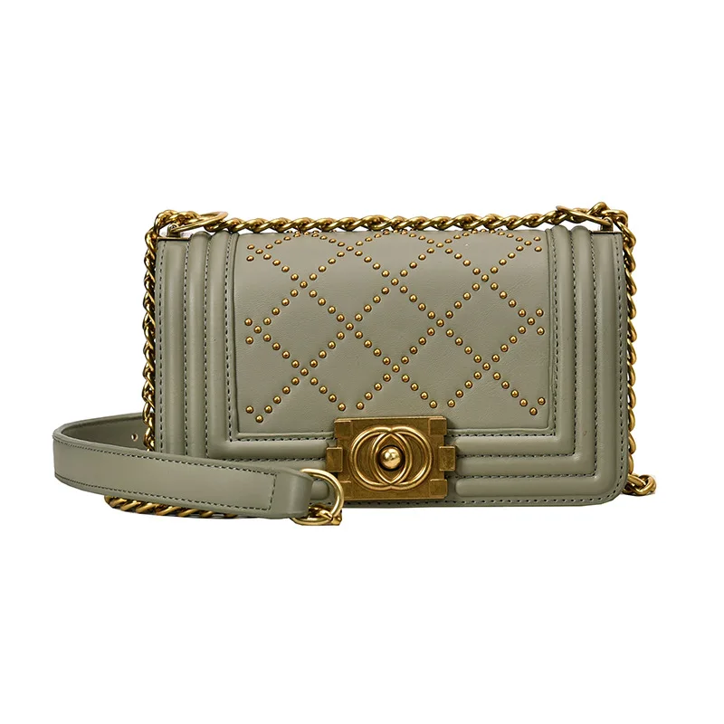 

Rivet rhombic small square bag chain shoulder bag fashion street diagonal bag