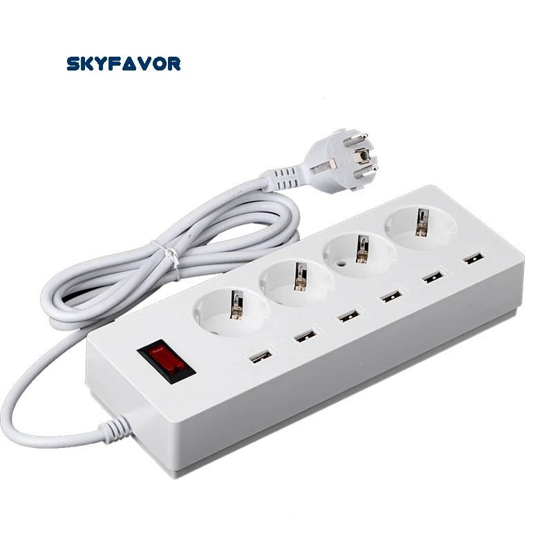 многофункции евро Сетевой фильтр питания с 6 USB порта и 4 розетки расширения для