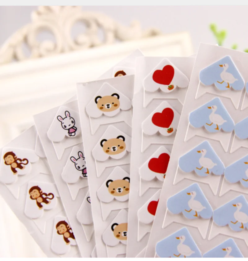 

24 pcs/lot Heart DIY Cartoon Animals Corner Paper Stickers for Photo Albums Frame Decoration Scrapbooking