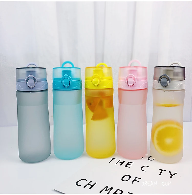 Спортивная бутылка для воды с защелкой и ручкой-переноской с широким горлышком, пластиковая защита от протечек для детей, девочек, путешествий, розовый, желтый