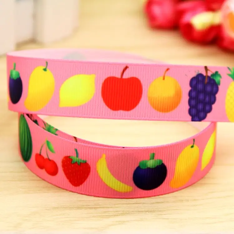 DHK 7/8'' 5yards fruits printed grosgrain ribbon headwear hair bow diy