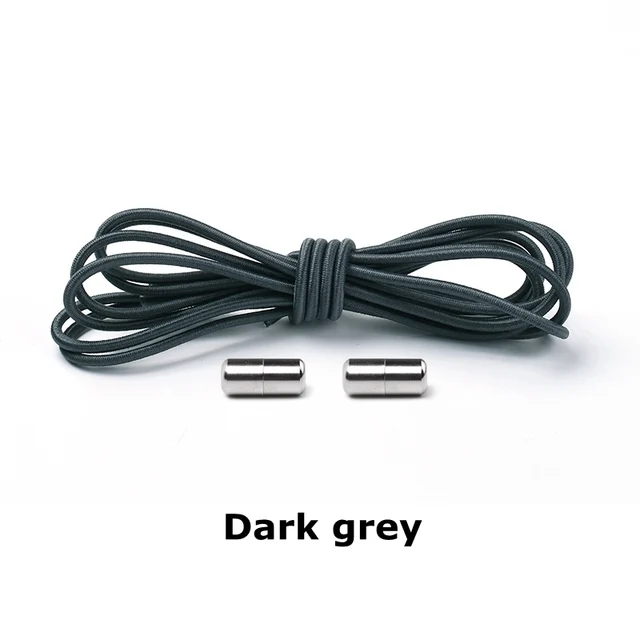 1Pair Elastic Shoelaces Round No Tie Shoe laces Sneakers Shoelace Kids Adult Rubber elastic Laces Lock One Size Fits All Shoes Dark Grey