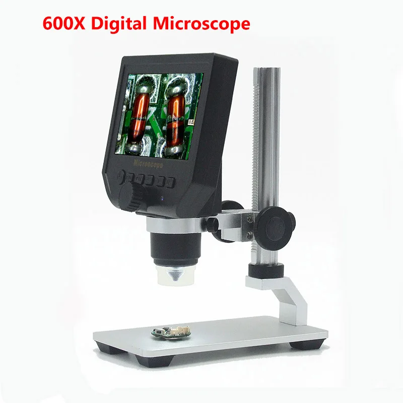

600X digital microscope electronic video microscope 4.3 inch HD LCD soldering microscope phone repair Magnifier + metal stand