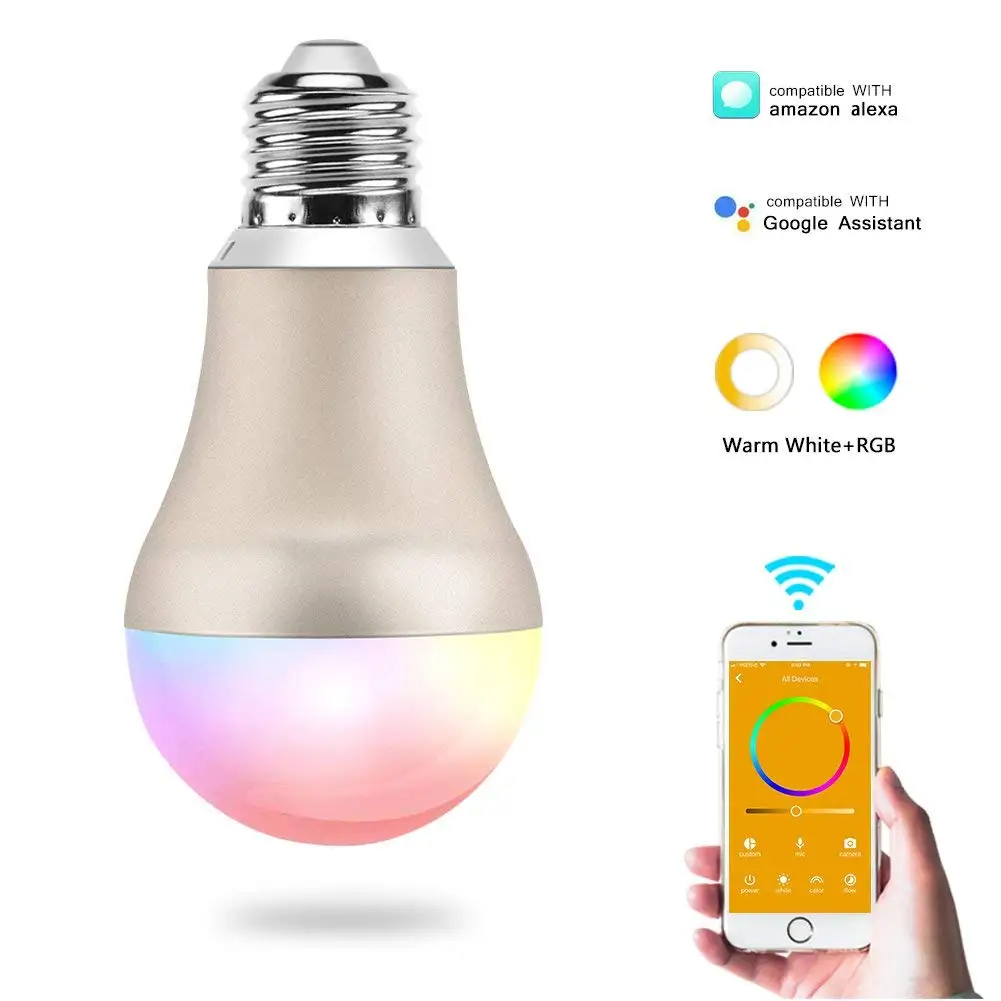 

WiFi Smart Light Bulb E27 Warm White RGB Dynamic Streamer LED Bulb with Echo Alexa,Google Assistant Remote Group Timing Control