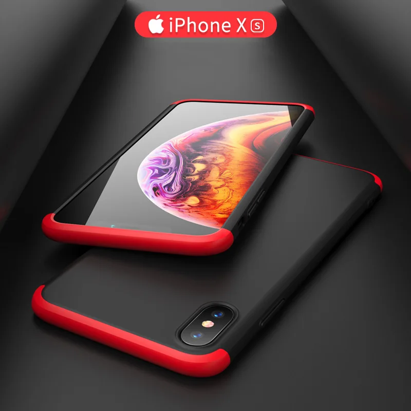 360 Degree Full Protection Hard PC Matte Coque Cover For Iphone X- XS MAX