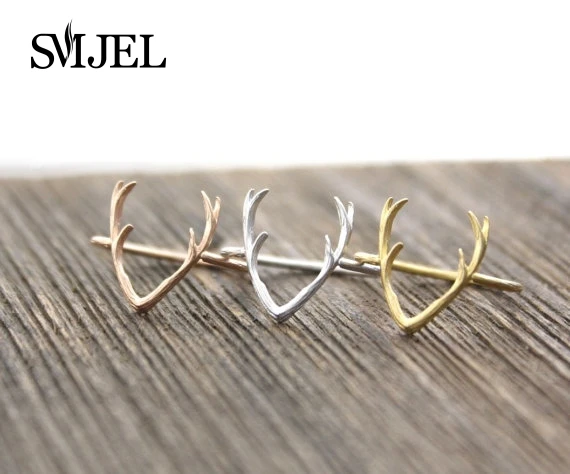 SMJEL простой олень кольцо для женщин оленьи рога кольца для мужчин милое посеребренное животное ювелирные изделия 10pcs-R136