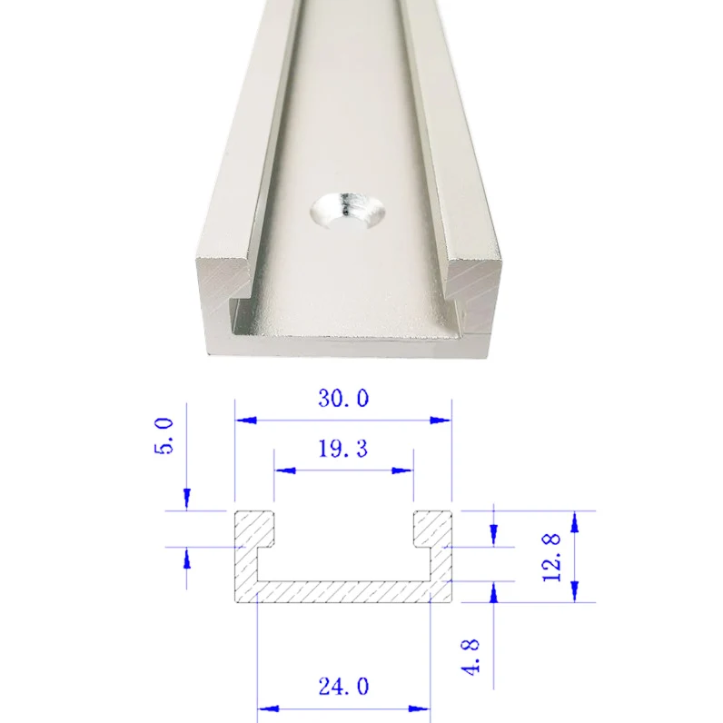 Тип 30 t-треки Т-образное гнездо алюминиевый паз направляющая для резки джиг приспособление Stop для верстак фрезерный станок 300/400/500/600/800 мм - Цвет: Silver 1pcs 300mm