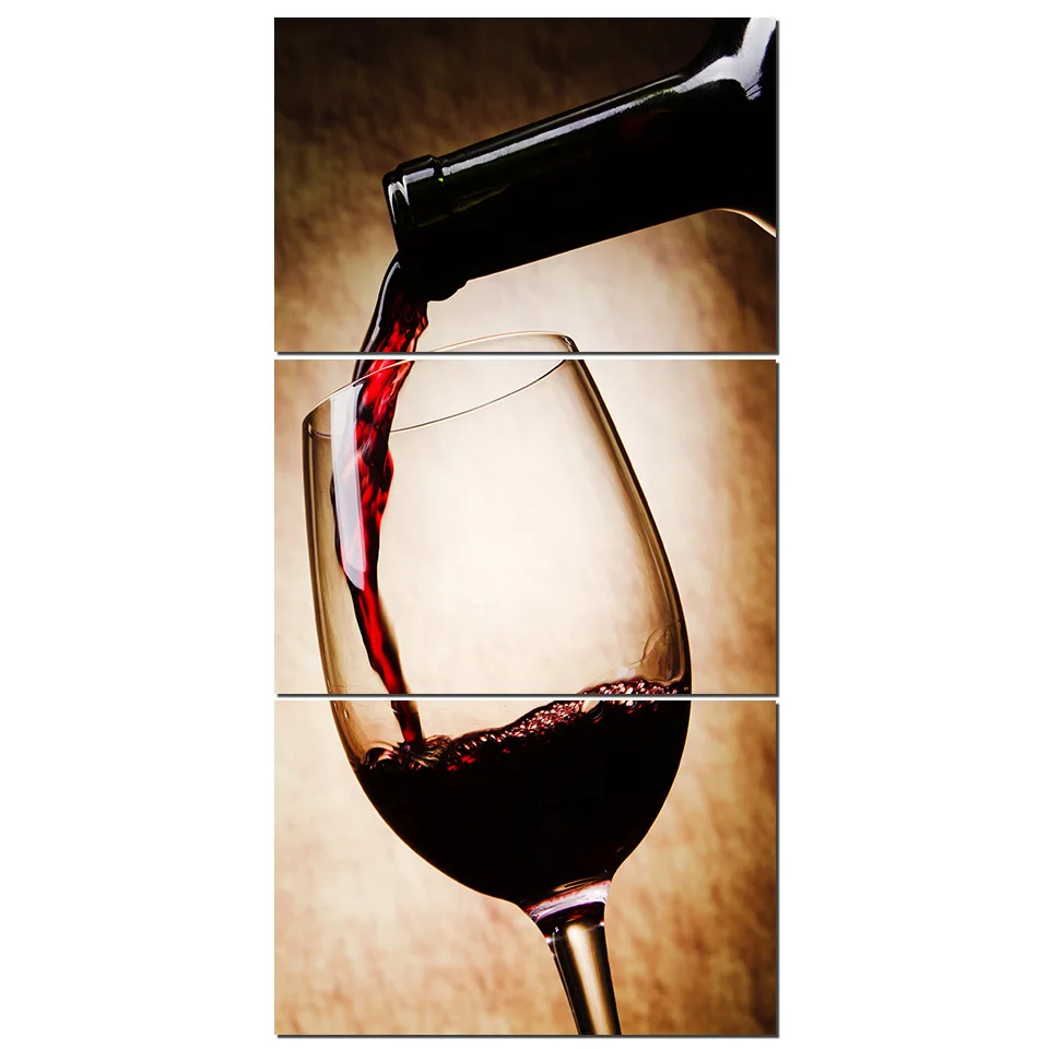 Холст модульной живописи Настенные рисунки напитки картины 3 шт романтические для виноградного вина плакат кот в очках Chateau домашний декор рамки - Цвет: Q8044