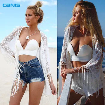 

Black Friday Deals 2016 Sexy Women Lace Long Tassel Bikini Swimwear Cover Up Beach Dress Bathing Suit