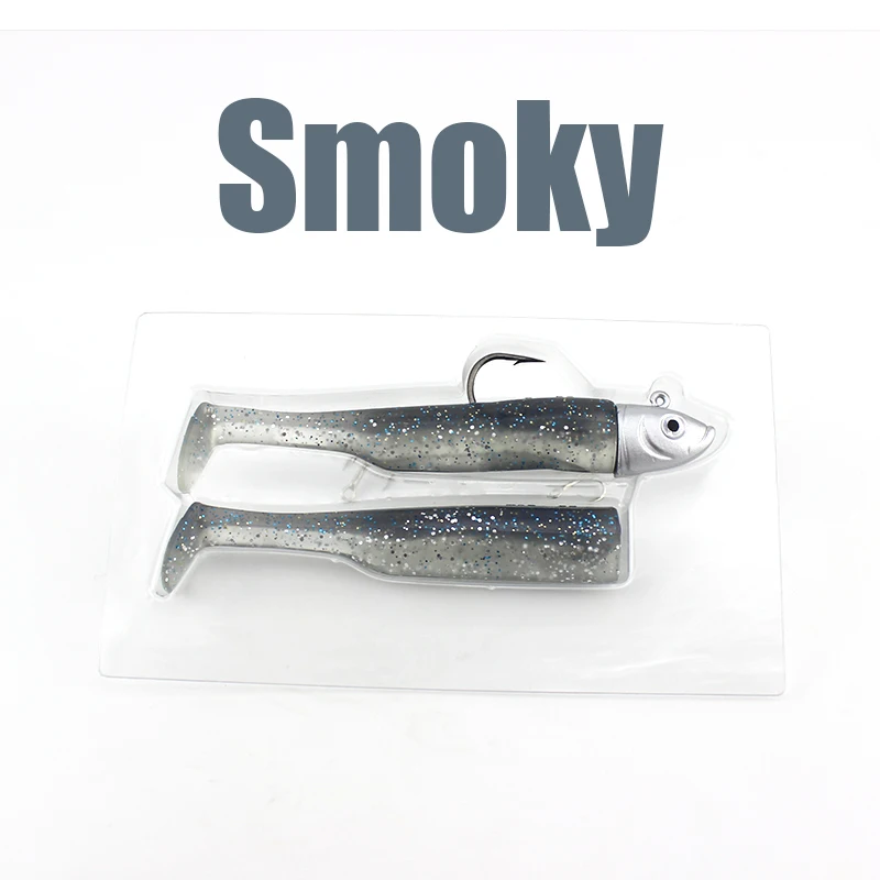 W&K Brand Soft Lure 9cm/22g Jig Head 3/0 22g Ultimate Inshore Soft Bait And Boat Fishing Lure For Code Seabass Bait J1701 - Цвет: 115Smoky