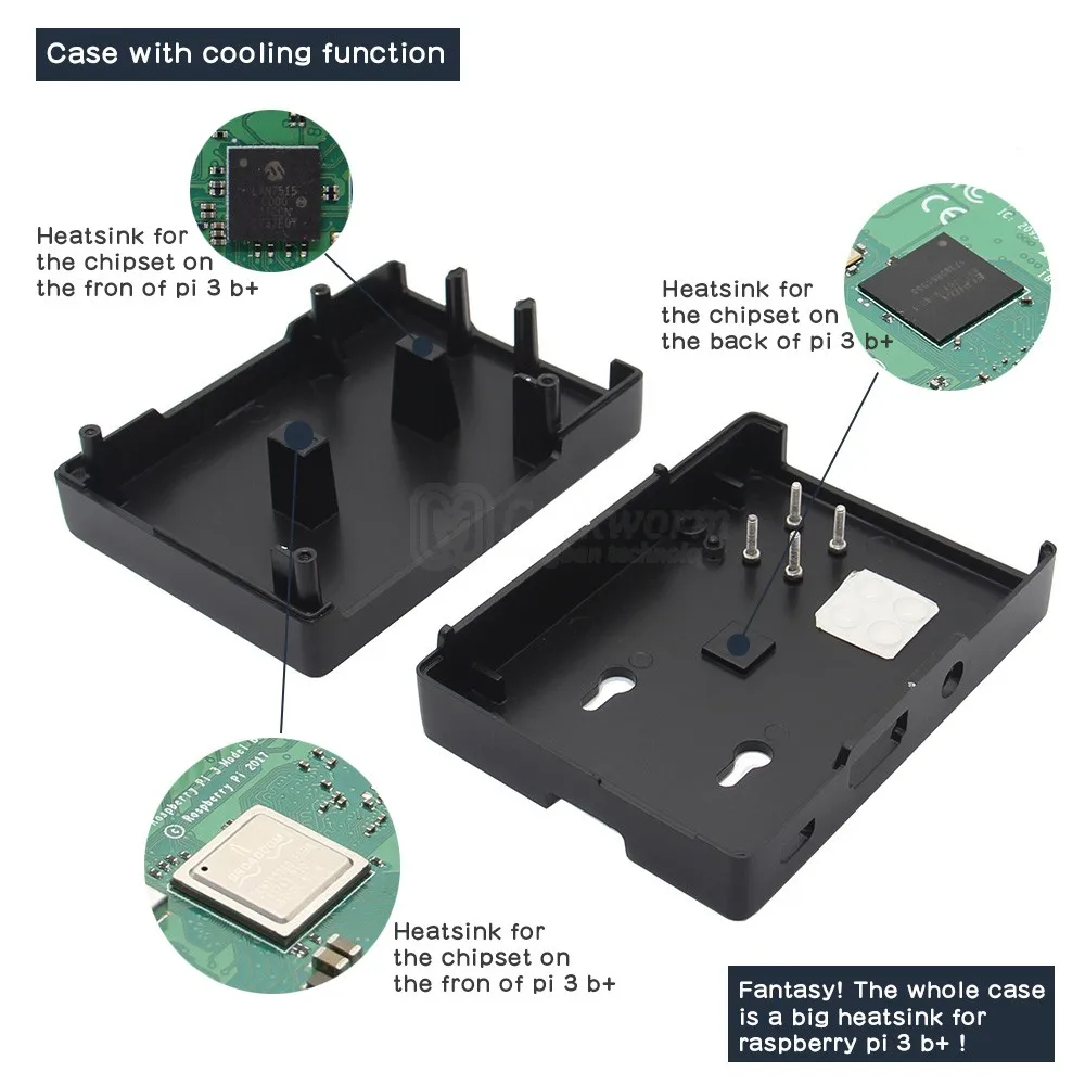 Raspberry Pi 3 Model B+ охлаждающий алюминиевый чехол металлический чехол для Raspberry Pi 3 B Plus