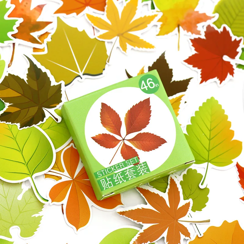 

46 Pcs Leaf Summer And Autumn Travel Stickers Set DIY Bookmark Stickers Decorate Planner Album Bullet Journal School Stationary