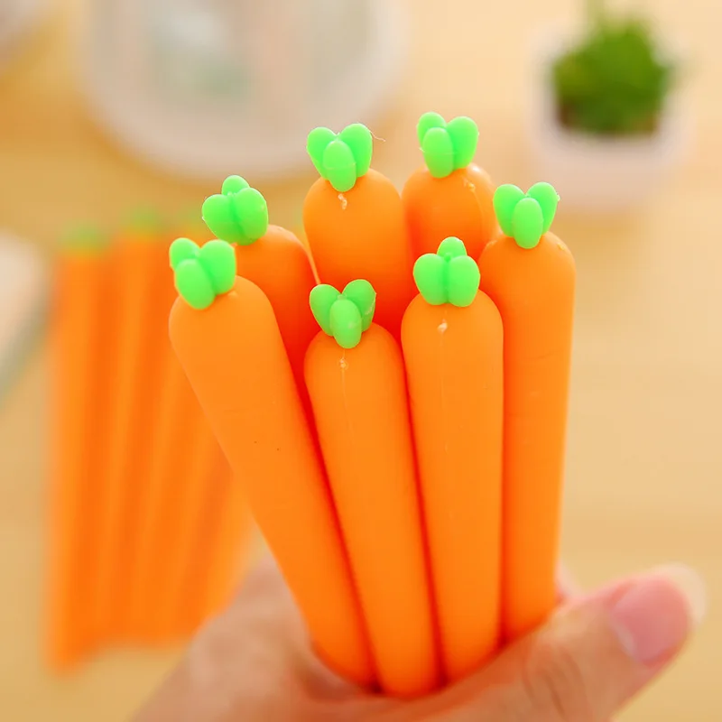 1 PCS Creative Cute Black Refill Neutral Pen Stationery Korean Personalized Signature Gel Pens Student Carrot Water-Based | Канцтовары