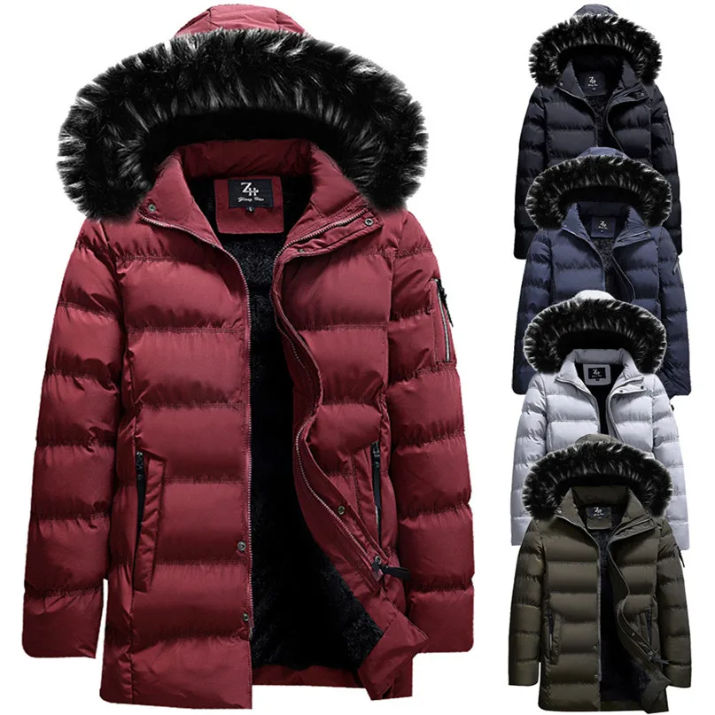 

Winter Down Jacket Man Outdoor Hiking Coat Man Pure color Pocket Zipper Hooded Jacket Top Coat Cotton Blend Keep Warm Ski #2o22