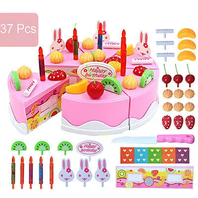 2017 Hot 37Pcs Xmas Toy Birthday Cake Toy DIY Fruit Cream