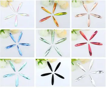

200pcs 6*30mm Crystal Water Drop Beads Flat back For Wedding Dress T-shirt Bag Shoe Apparel Sewing Craft