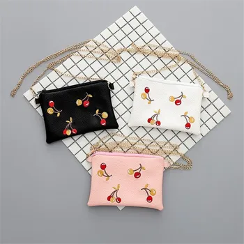 

1PC New Fashionable Children Zipper Mini Cute Cherry Girls Beach Bag Casual Shoulder Messenger Bag Chain Accessories
