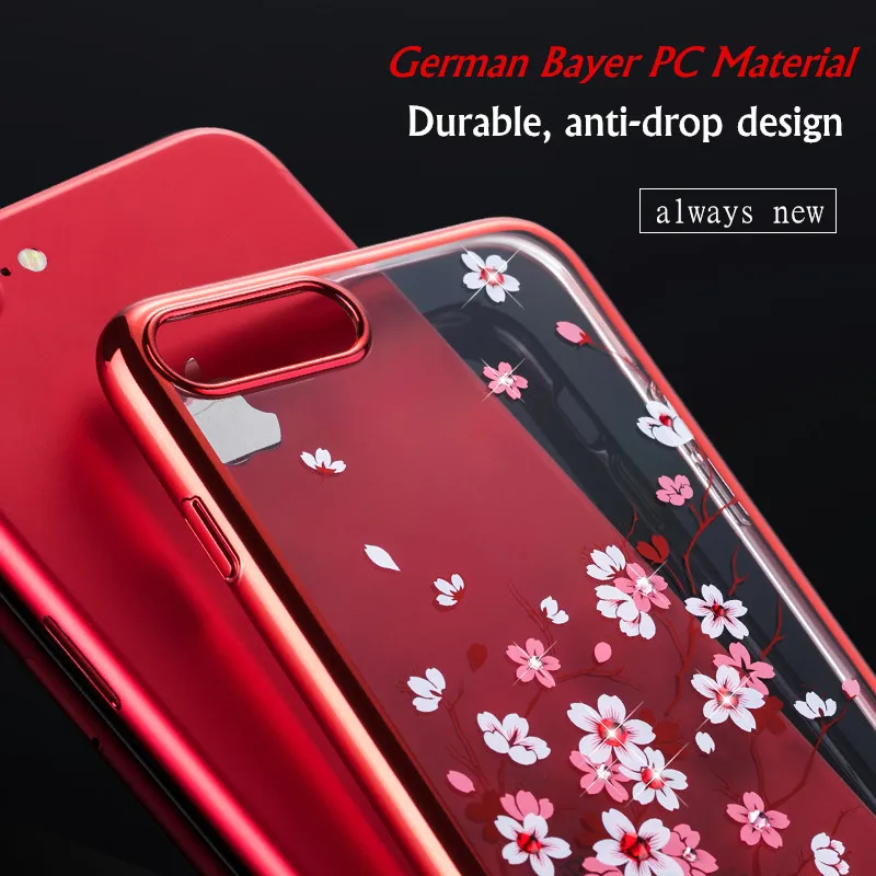 KINGXBAR чехол для iPhone 8 7 Plus X Чехол Элитный бренд крышка цветок горный хрусталь алмаз