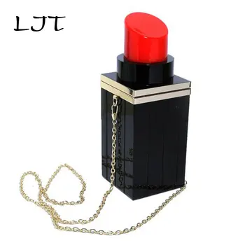 

LJT 2019 Summer Acrylic Lipstick Dinner Clutch Chain Shoulder Bag Women Mini Evenning Party Purses and Handbags Lady Travel Bag